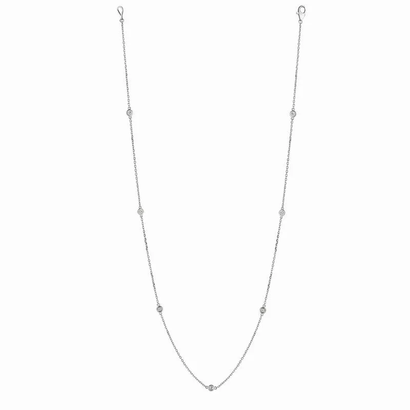5 POINTER 7 STATION 18″ DIAMOND NECKLACE 14K GOLD (0.38 CTW)