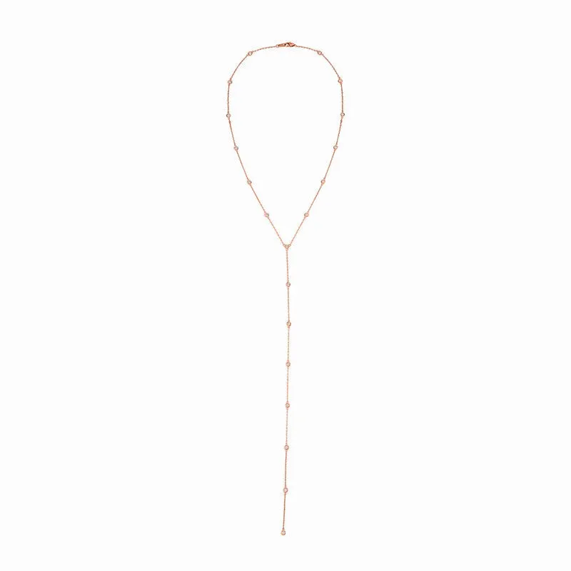 5 POINTER DIAMOND NECKLACE 14K GOLD (1 CTW)