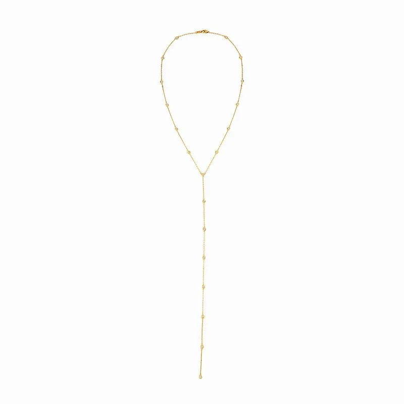 5 POINTER DIAMOND NECKLACE 14K GOLD (1 CTW)