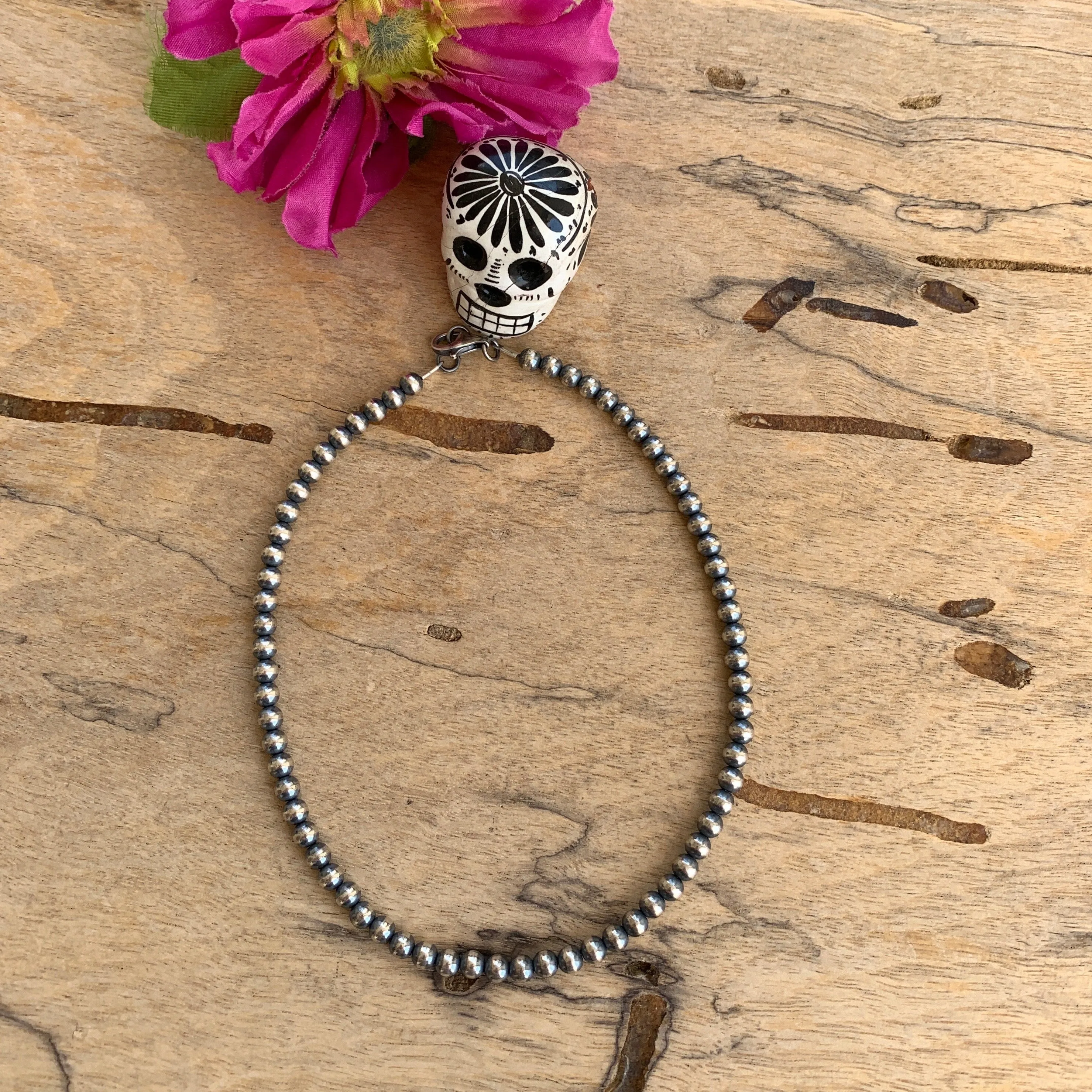 5MM " Navajo Style" Sterling Pearls Necklaces