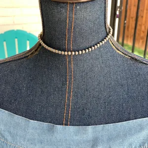 5MM " Navajo Style" Sterling Pearls Necklaces