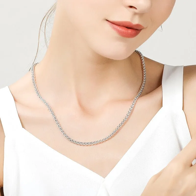 5mm Round Box Chain Necklace For Woman Engagement  Jewelry