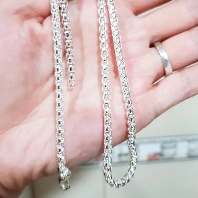 5mm Round Box Chain Necklace For Woman Engagement  Jewelry