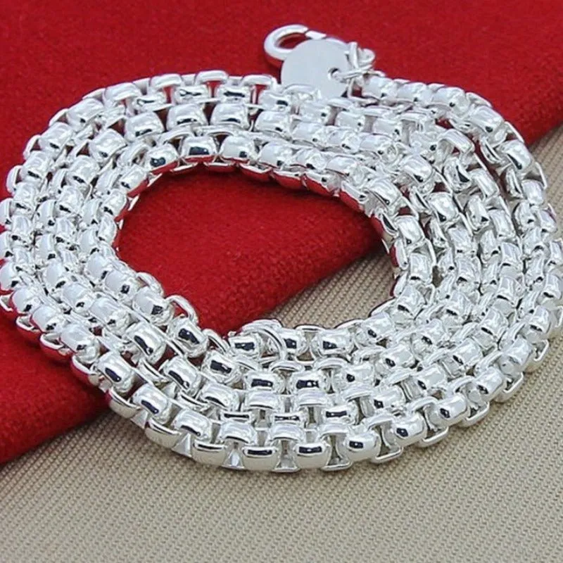 5mm Round Box Chain Necklace For Woman Engagement  Jewelry