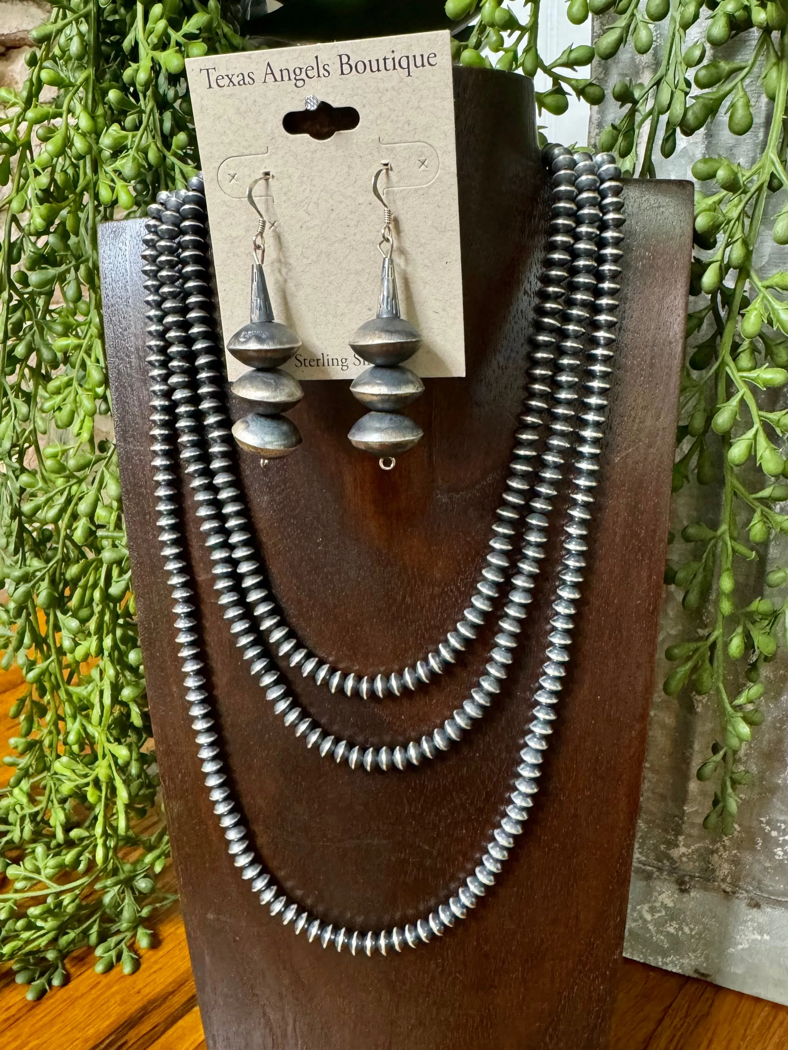 6MM Sterling Silver Navajo Saucer Beaded Necklaces