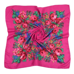 70*70cm Luxury Flowers Square Russian Scarf Women Floral Printed Shawl Female Bandana Head Wrap Headband Scarves Handkerchief