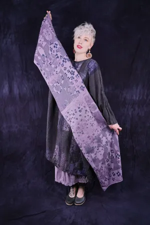 8161 Hand Printed Organic Scarf Sea Fog-P