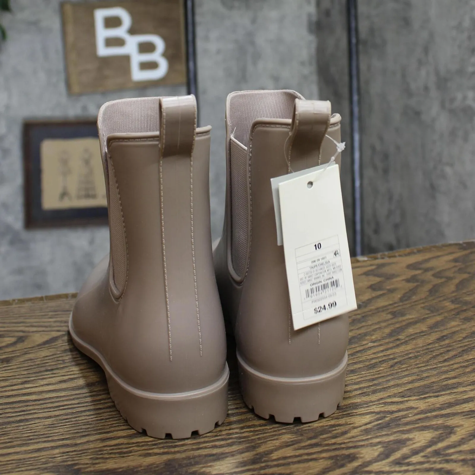 A New Day Womens Chelsea Rain Boots 81885620 Taupe Brown 10M
