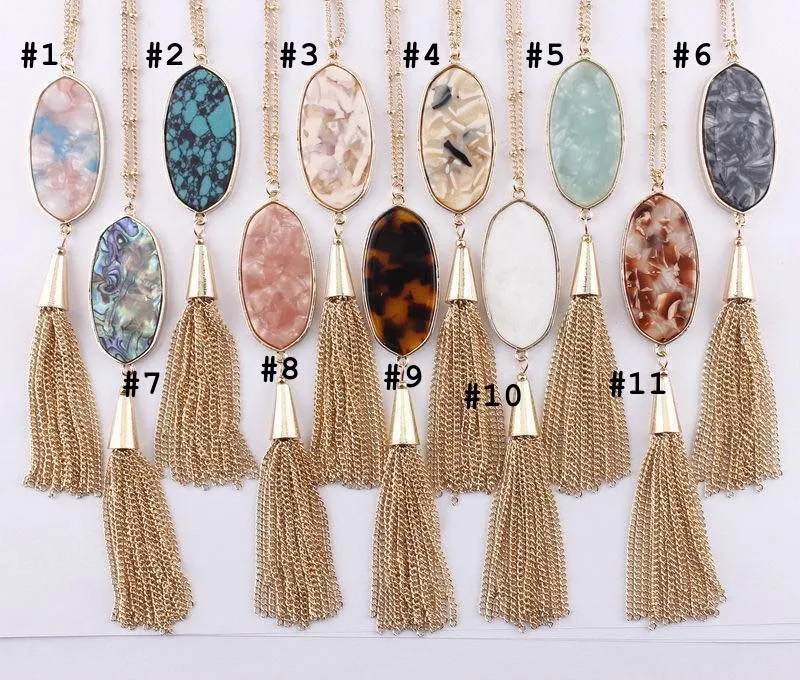 Abalone Shell Necklaces with Gold Tassel