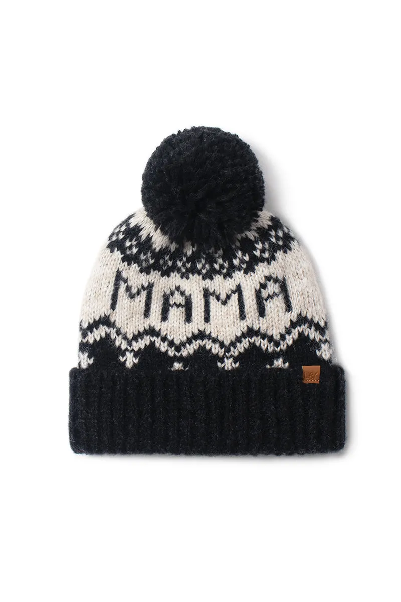 ABB1825 - Mama jacquard knit beanie with self pom