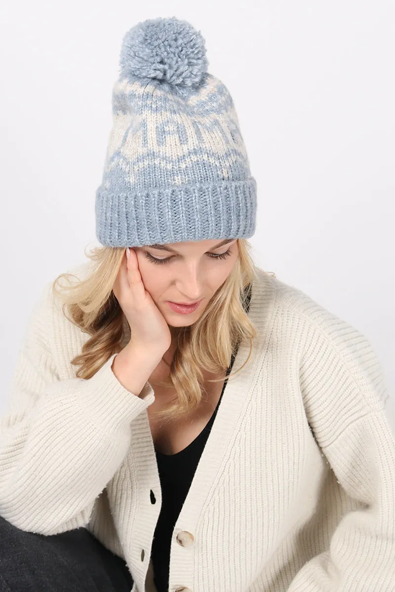 ABB1825 - Mama jacquard knit beanie with self pom