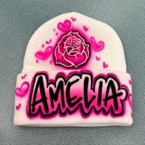 Airbrush Beanie Rose w/ name