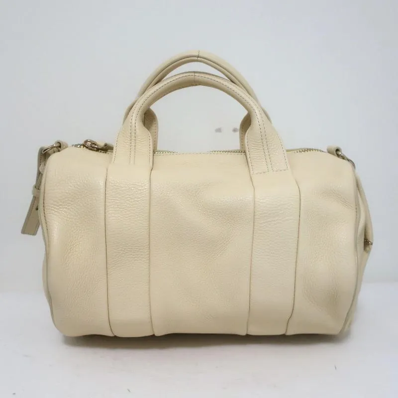 Alexander Wang Rocco Dumbo Studded Duffle Bag Meringue Leather Satchel NEW