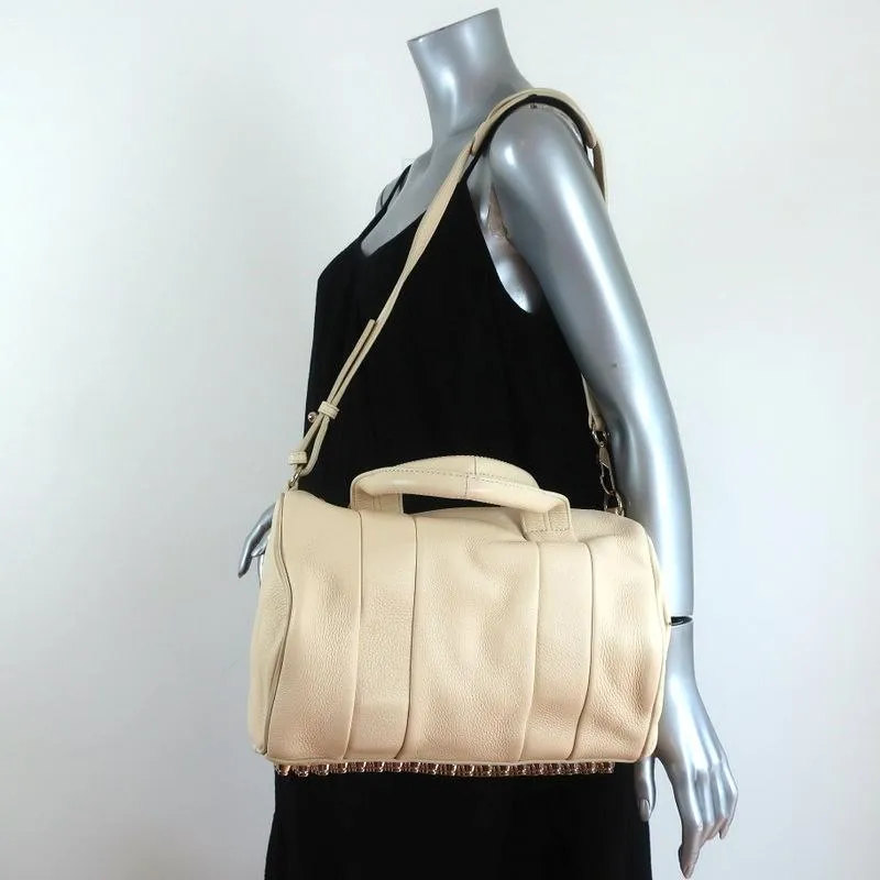 Alexander Wang Rocco Dumbo Studded Duffle Bag Meringue Leather Satchel NEW