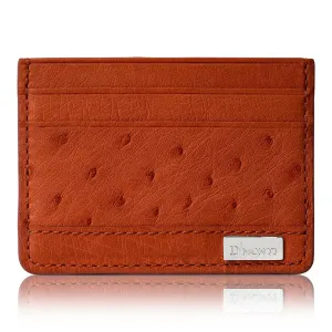 Allard Orange - Women Exotic Ostrich Leather Card Holder Slim Wallet