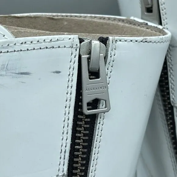ALLSAINTS Brigade White Leather Combat Boots Size US 9.5 EU 40
