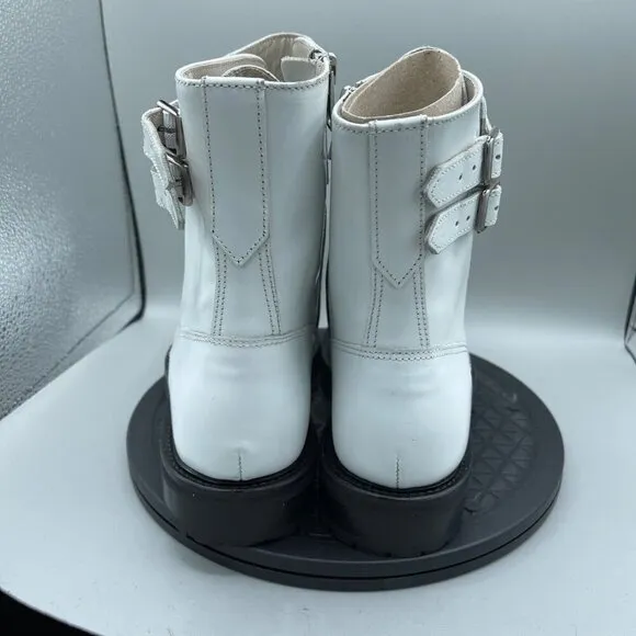 ALLSAINTS Brigade White Leather Combat Boots Size US 9.5 EU 40