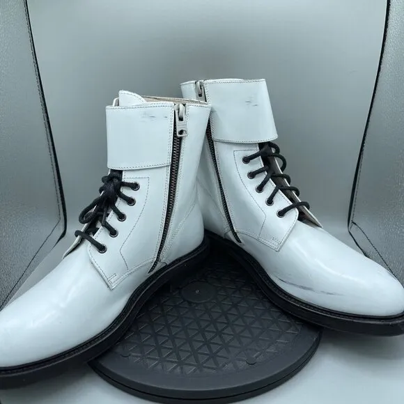 ALLSAINTS Brigade White Leather Combat Boots Size US 9.5 EU 40