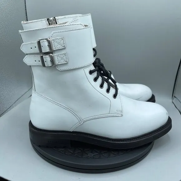 ALLSAINTS Brigade White Leather Combat Boots Size US 9.5 EU 40