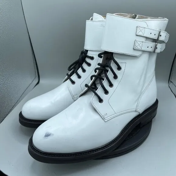 ALLSAINTS Brigade White Leather Combat Boots Size US 9.5 EU 40