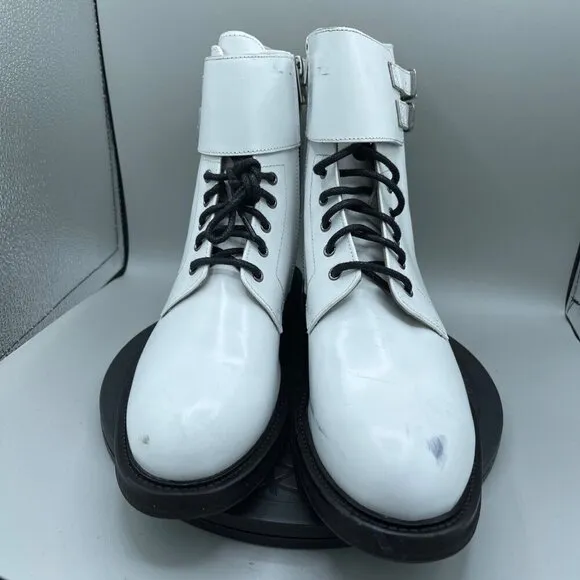 ALLSAINTS Brigade White Leather Combat Boots Size US 9.5 EU 40