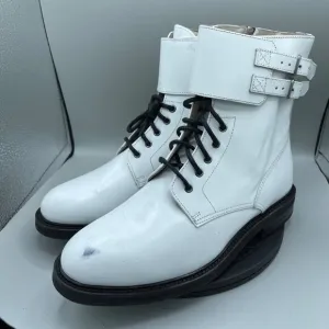 ALLSAINTS Brigade White Leather Combat Boots Size US 9.5 EU 40