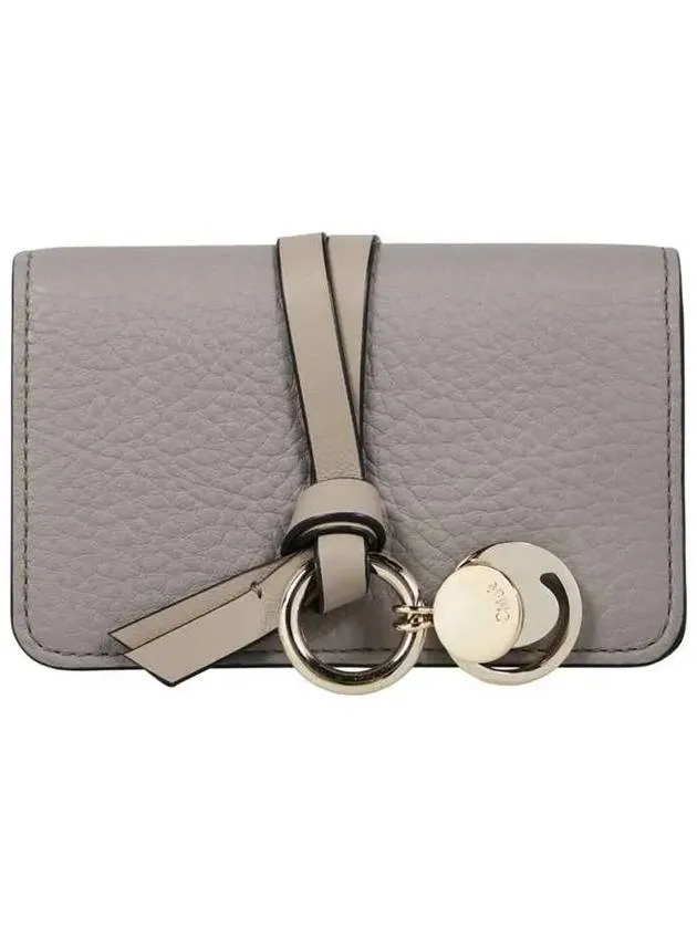 Alphabet Leather Flap Card Wallet Grey