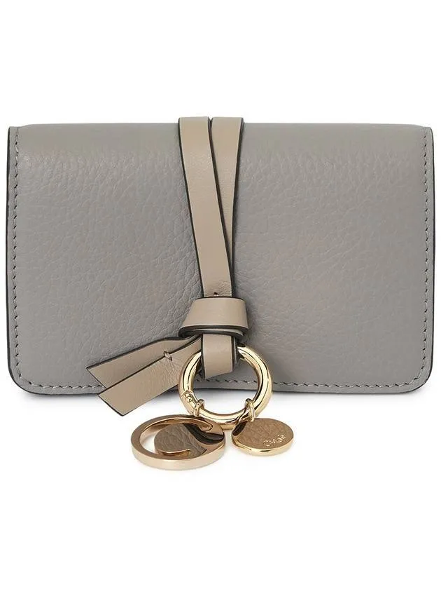 Alphabet Leather Flap Card Wallet Grey