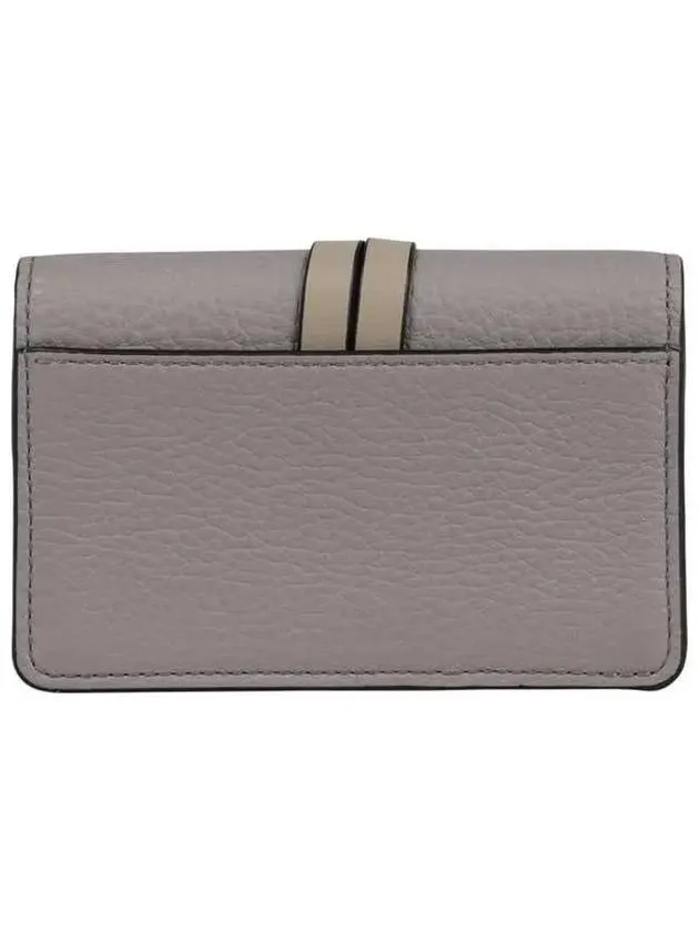 Alphabet Leather Flap Card Wallet Grey
