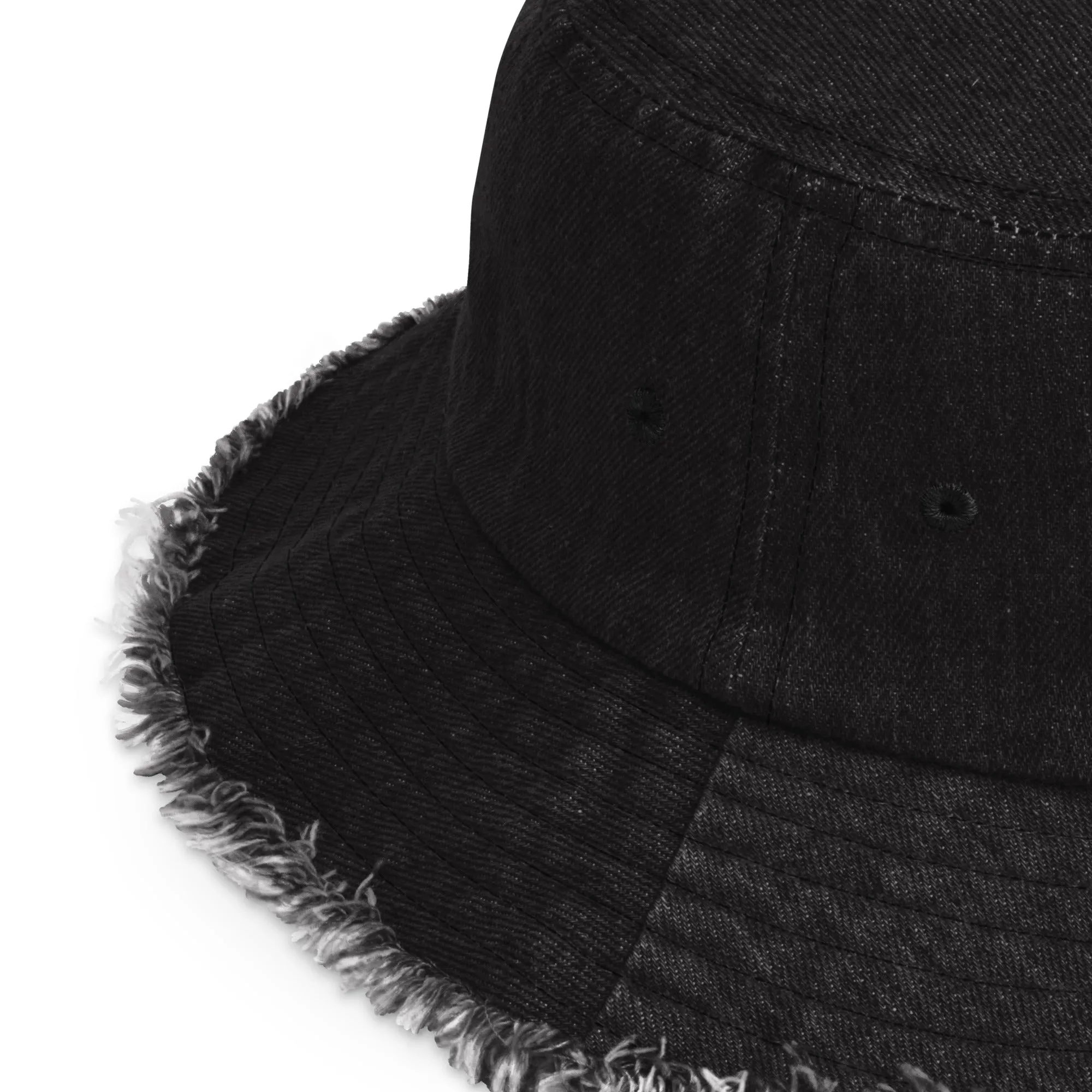 Always Smile Distressed denim bucket hat