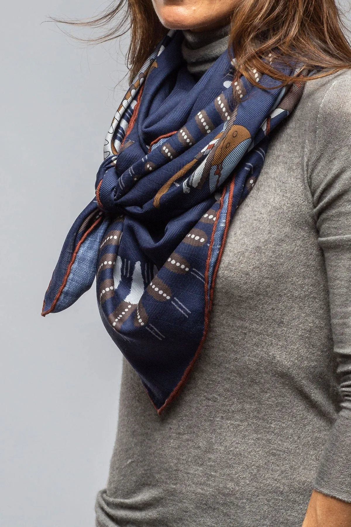 American Indian Cashmere Scarf In Navy