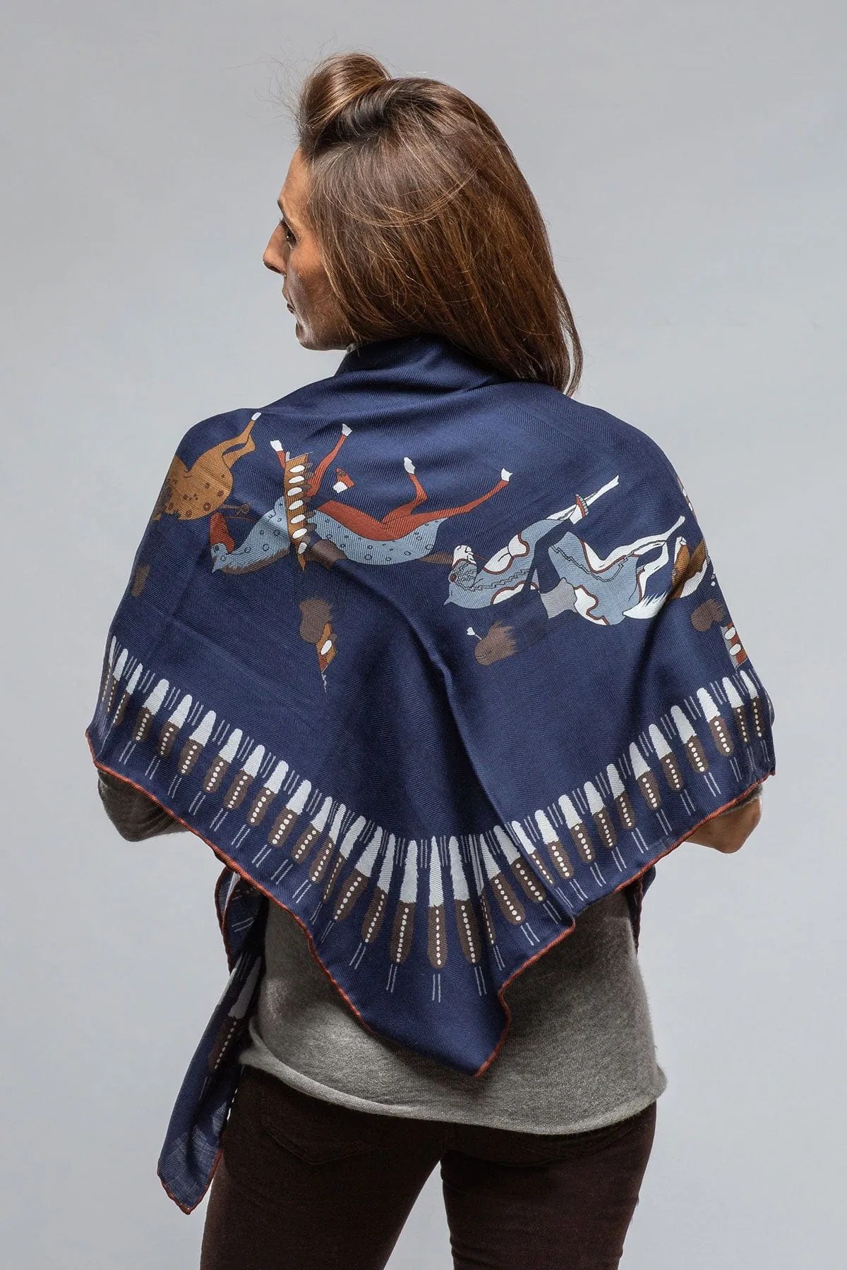 American Indian Cashmere Scarf In Navy