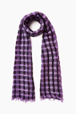 AMETHYST CHECKERED WOOL SCARF