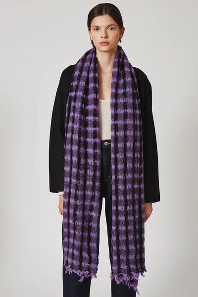 AMETHYST CHECKERED WOOL SCARF