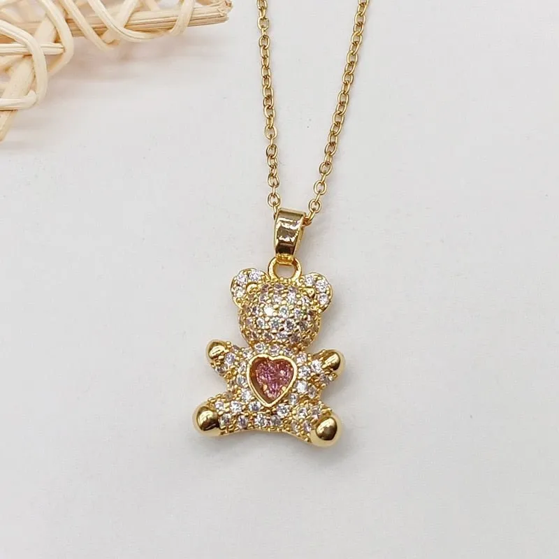 Animal Bear Pendant Necklace Girls Anniversary jewelry