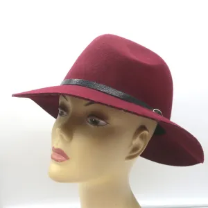ANINE BING Wool Felt Fedora Hat Burgundy