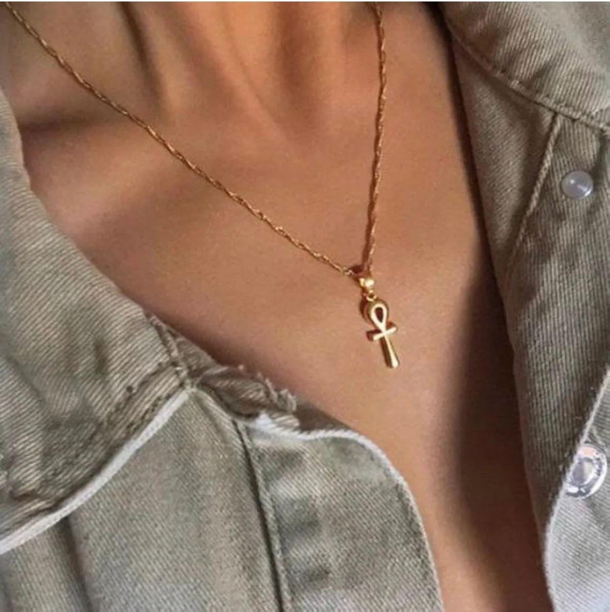 ANKH NECKLACE 24k gold, nefertiti necklace ,africa map necklace 3 piece set,anhk necklace,ankh,ankh,men ankh necklace ,father day gift