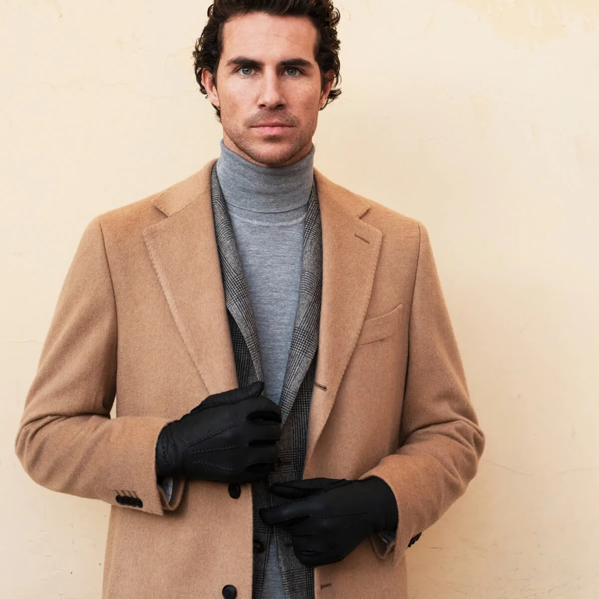 Antonio (black) - Italian peccary leather gloves with cashmere lining