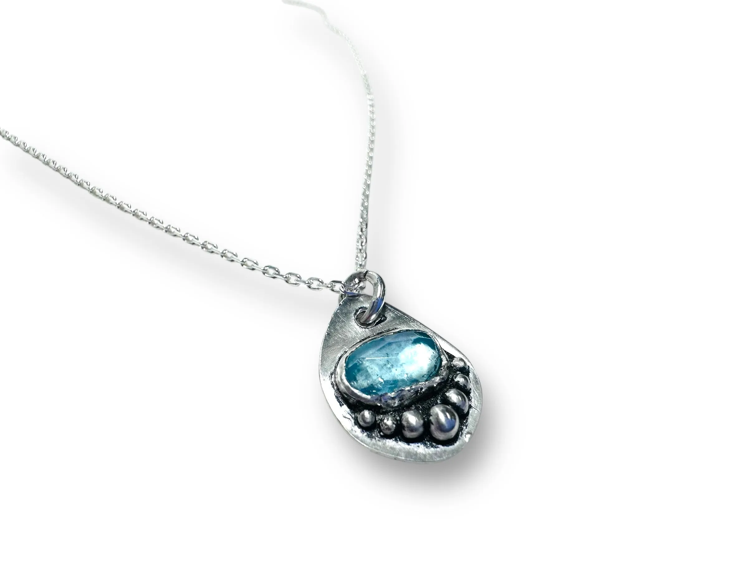 Aquamarine Sterling Necklace, March Birthstone Necklace