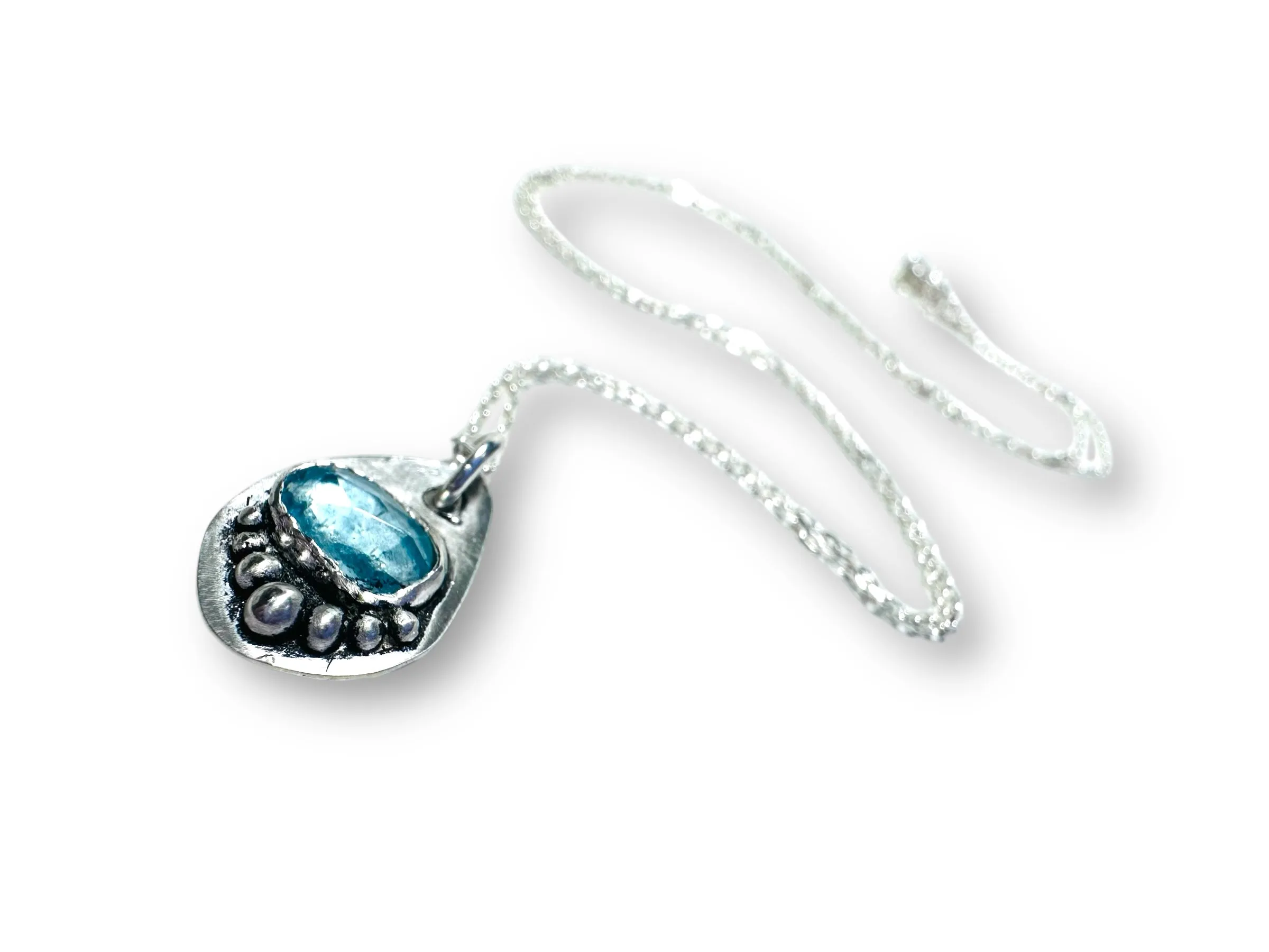 Aquamarine Sterling Necklace, March Birthstone Necklace