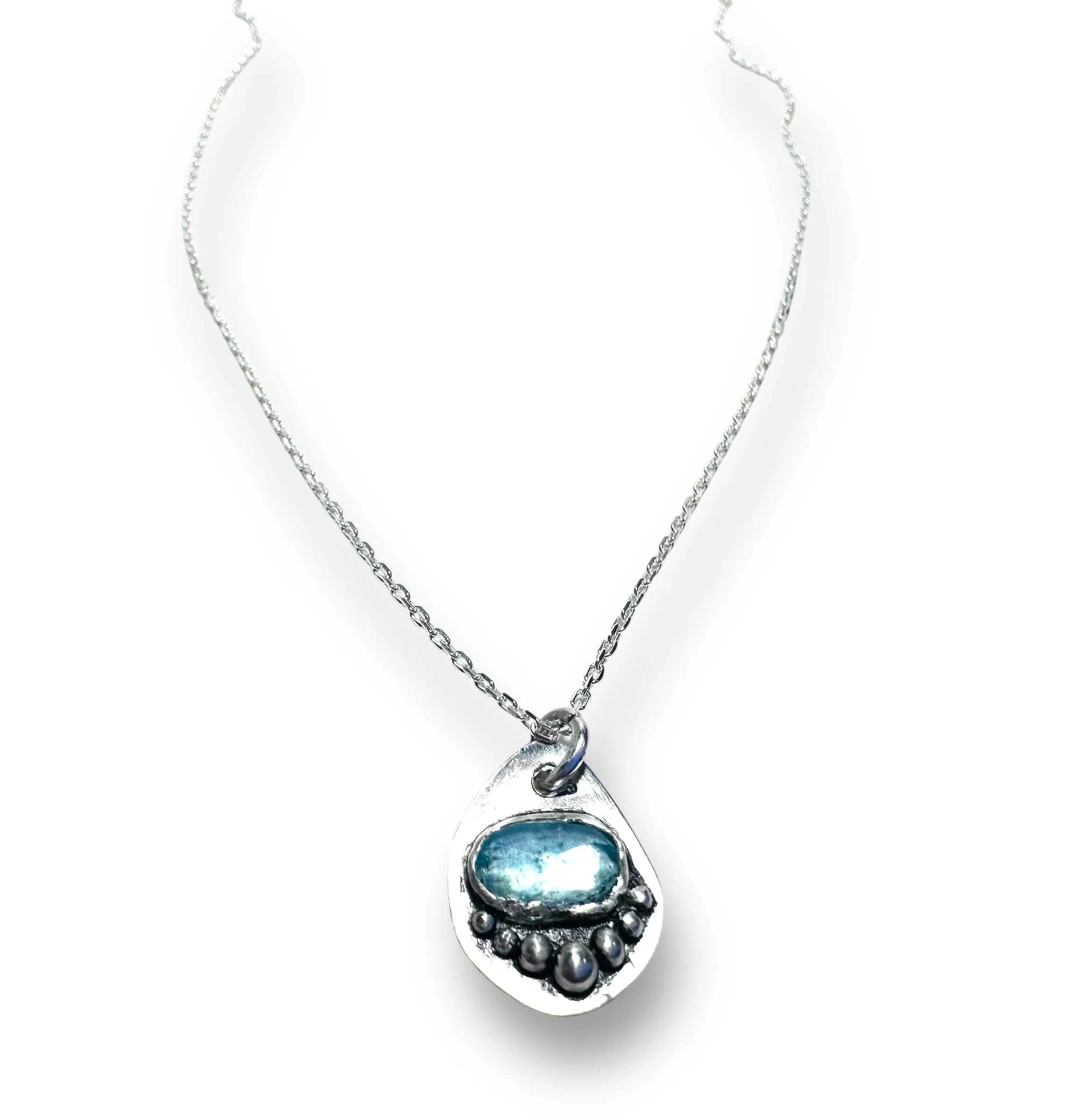 Aquamarine Sterling Necklace, March Birthstone Necklace