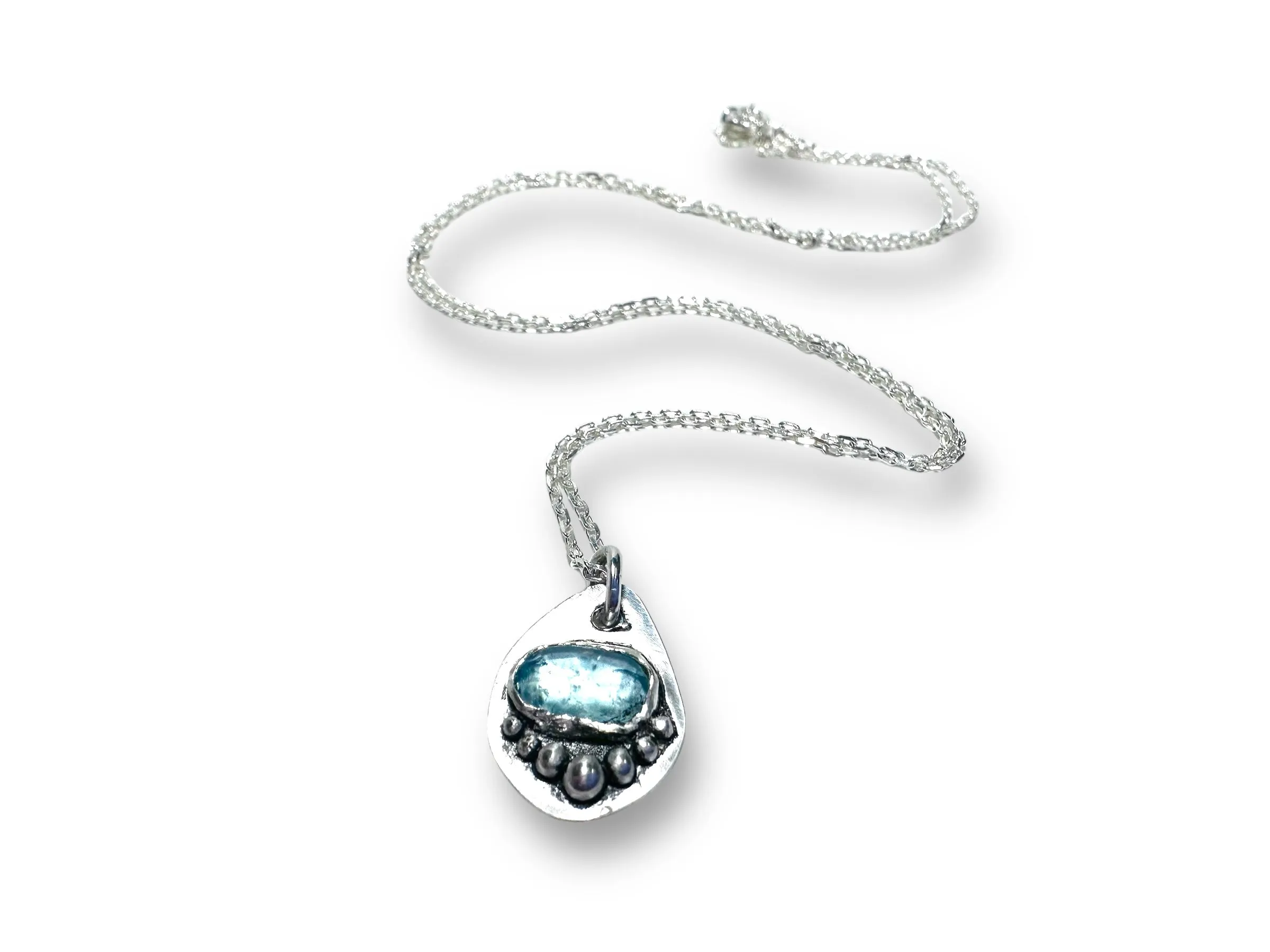Aquamarine Sterling Necklace, March Birthstone Necklace