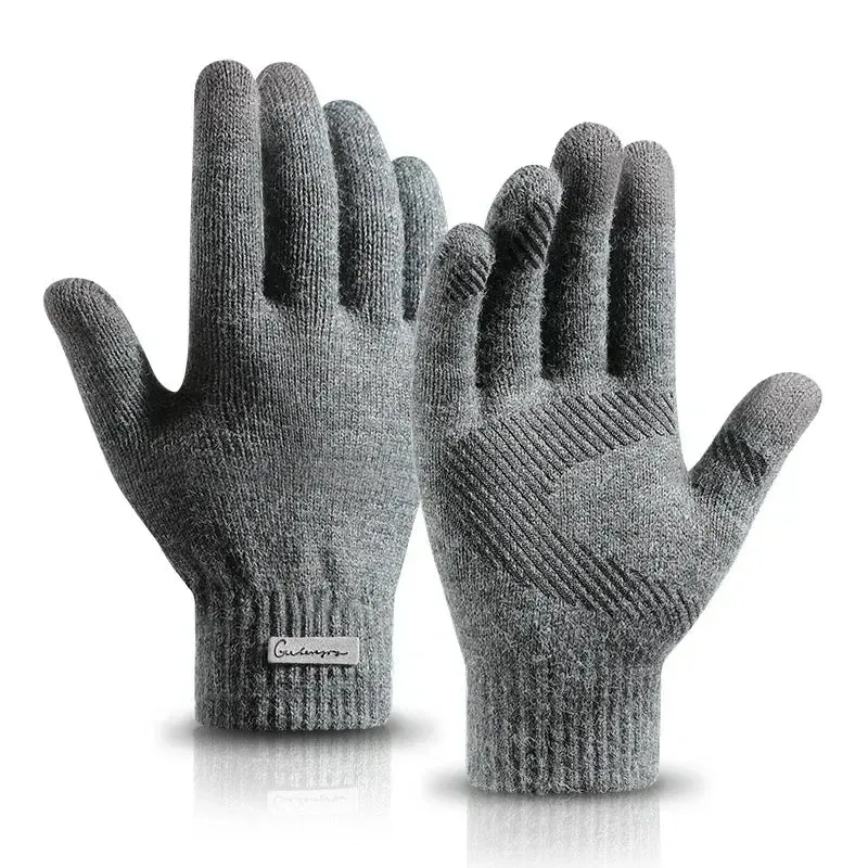 Arctic Velvet Warm Men's Knitted Gloves., Wool Touch Screen