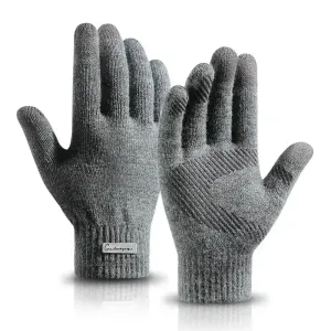 Arctic Velvet Warm Men's Knitted Gloves., Wool Touch Screen
