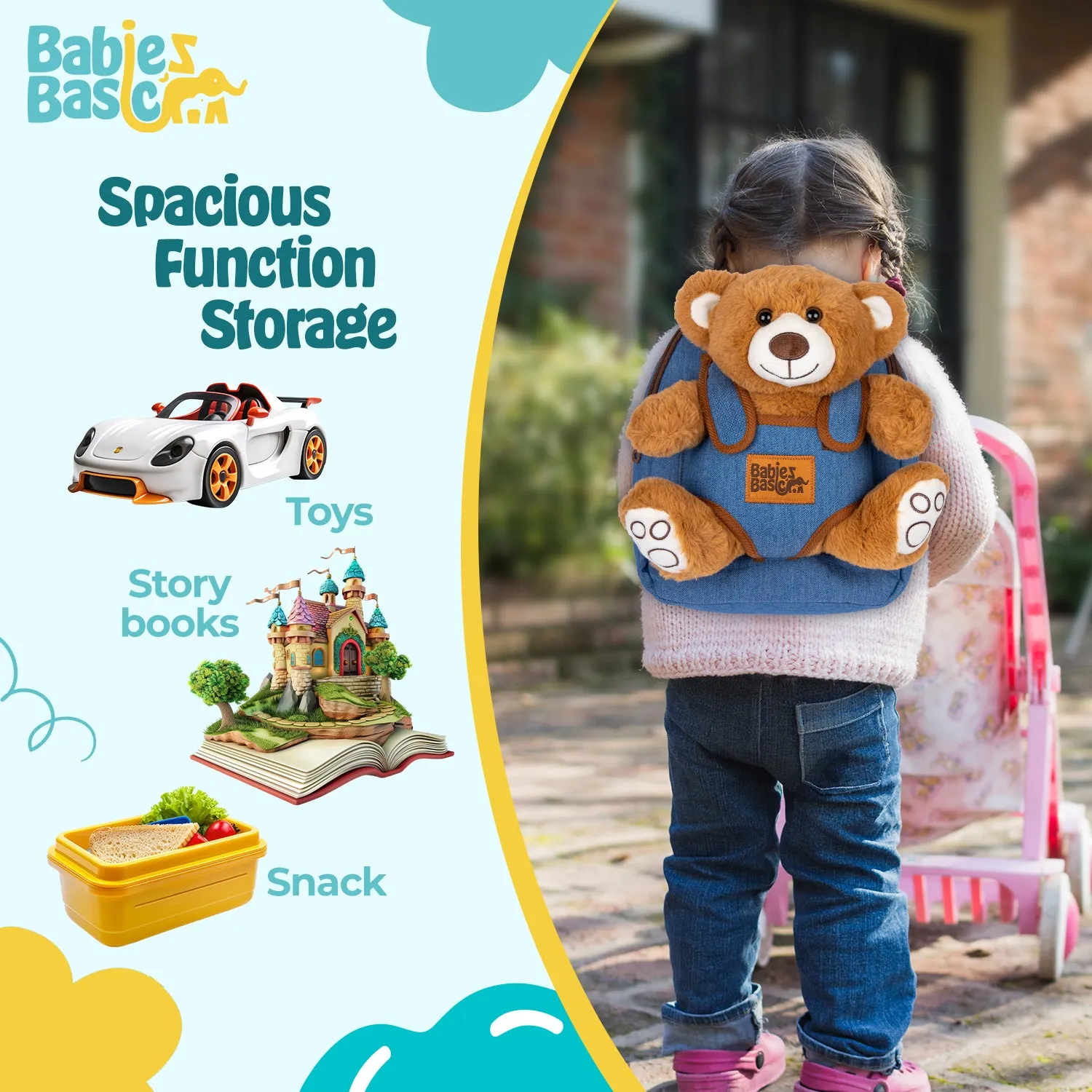 Babies Basic bag with detachable Teddy - Brown