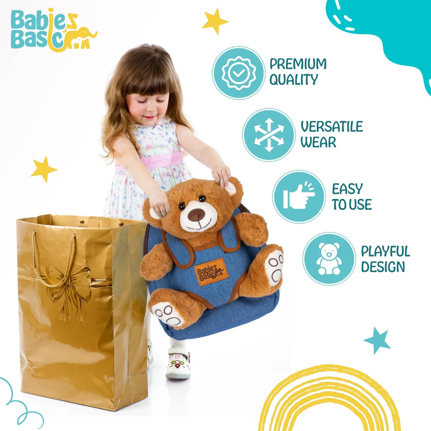 Babies Basic bag with detachable Teddy - Brown