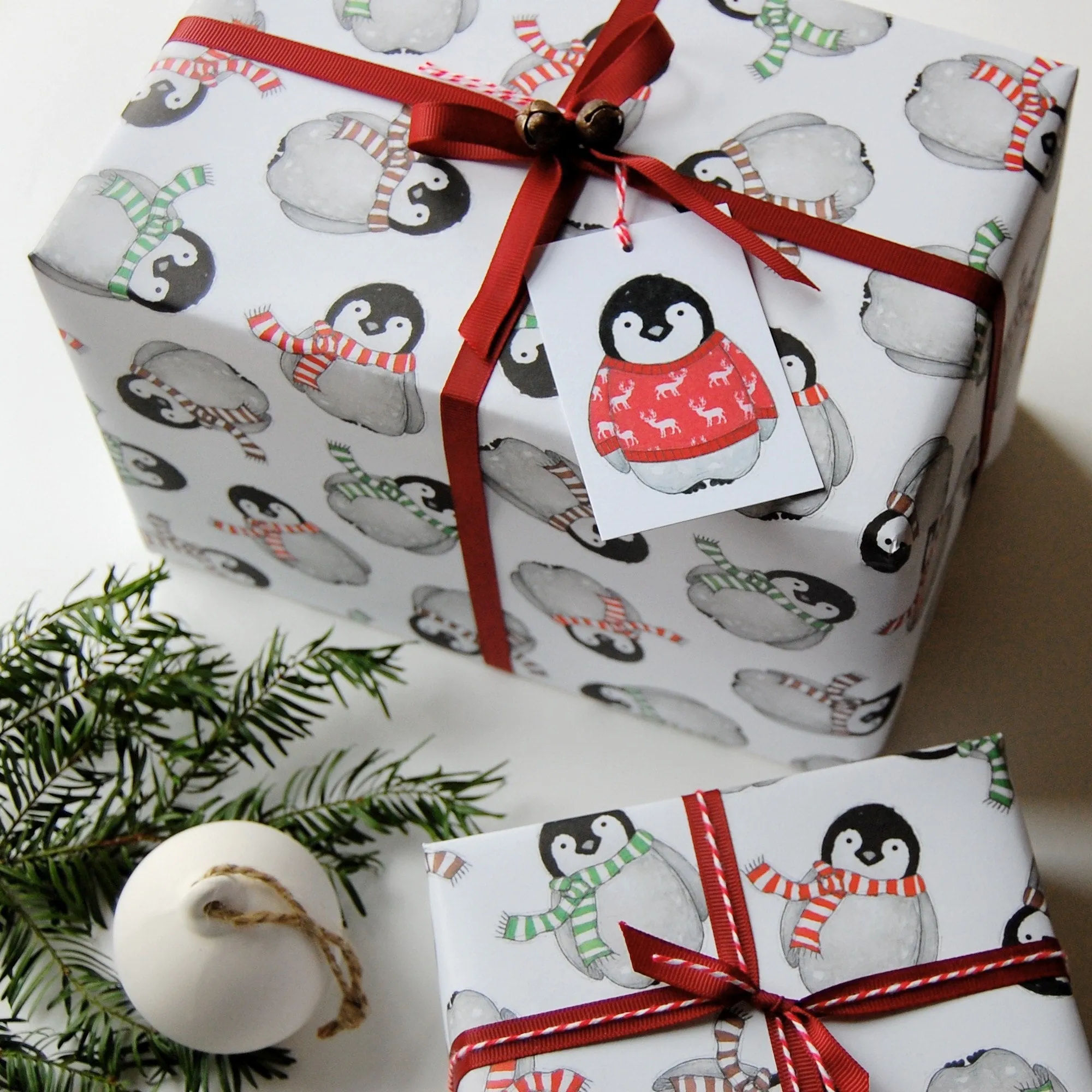 Baby Penguin Christmas Wrapping Paper Set