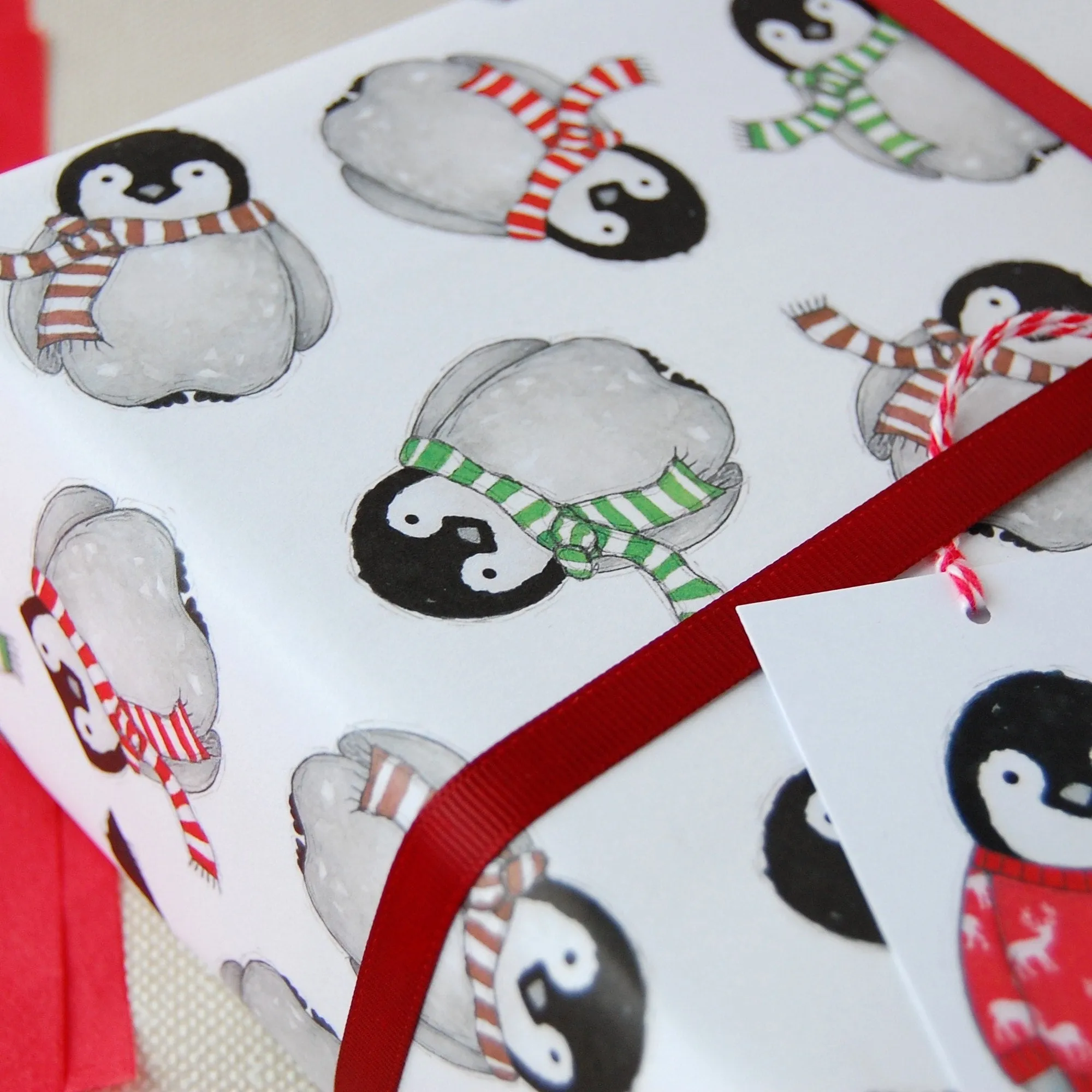 Baby Penguin Christmas Wrapping Paper Set