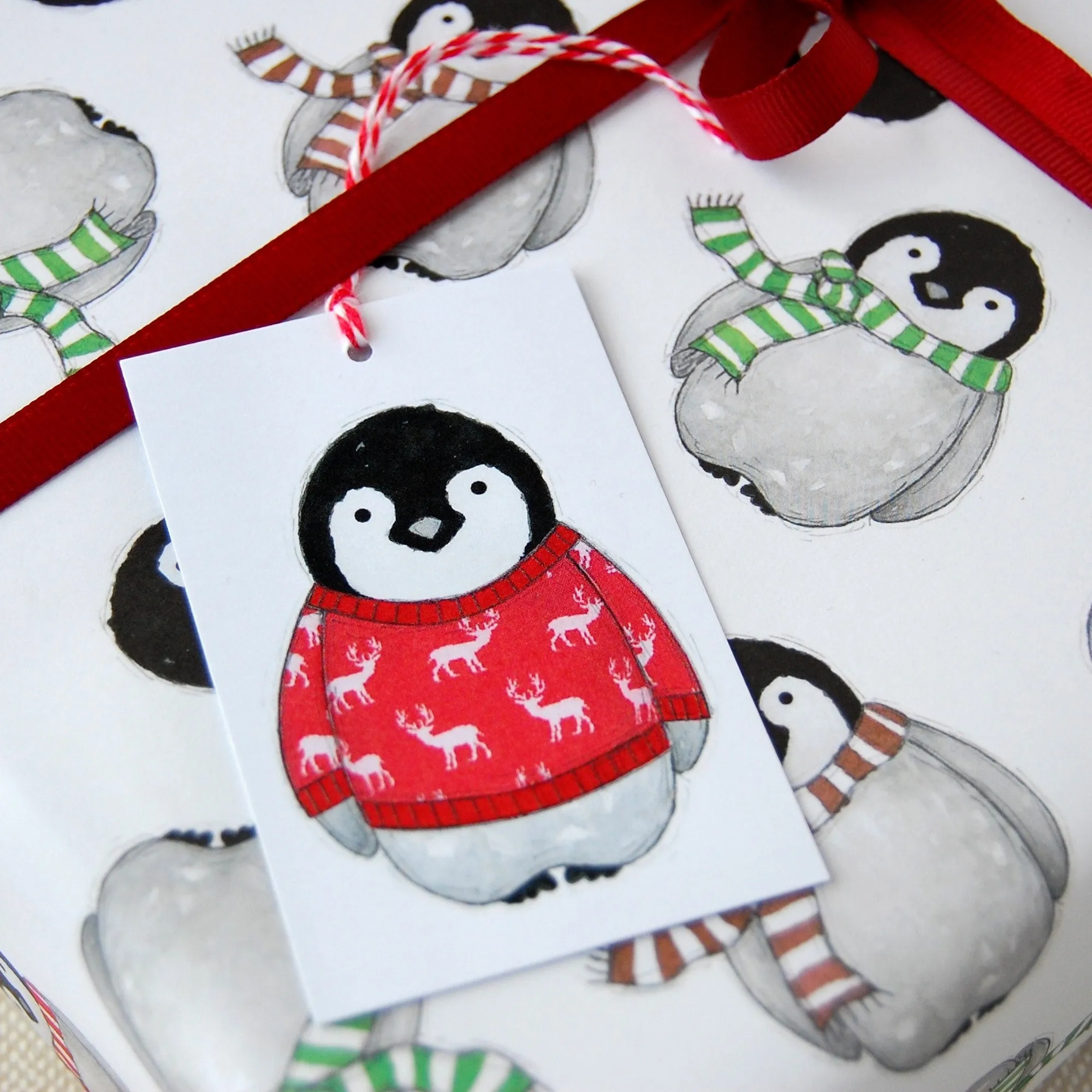 Baby Penguin Christmas Wrapping Paper Set