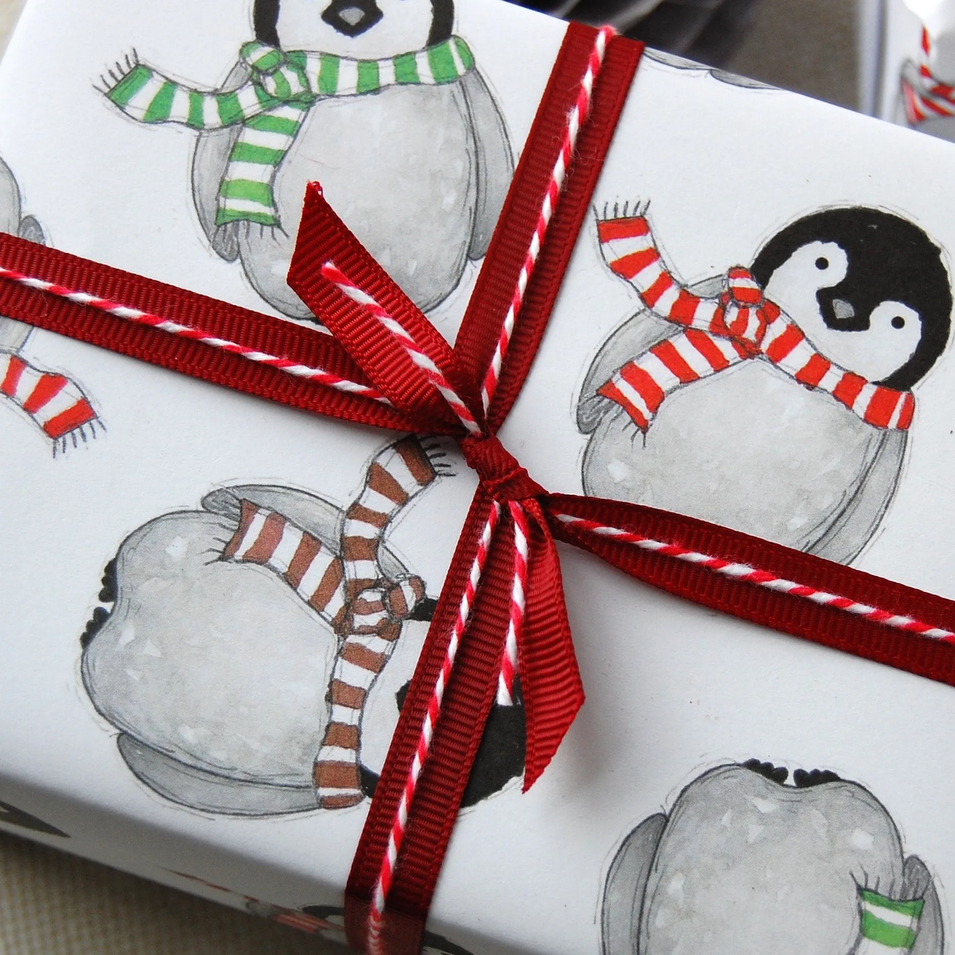 Baby Penguin Christmas Wrapping Paper Set